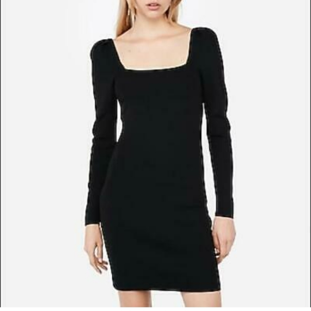 SAY WHAT puff shoulder fashion swetear dress